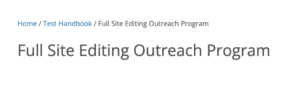 Full Site Editing (FSE) Outreach Program